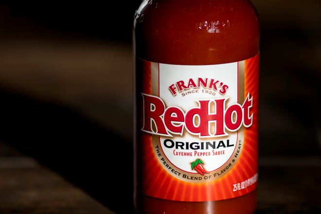Frank’s RedHot Hot Sauce was created more than 100 years ago in Cincinnati. Photographed on Monday, March 29, 2021.