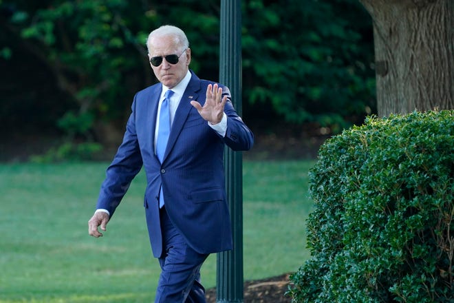 President Joe Biden walks from the West Wing to Marine One on the South Lawn of the White House in Washington, Friday, June 25, 2021. Biden is heading to Camp David for the weekend.
