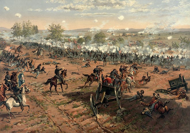 Painting of Pickett's Charge during the Battle of Gettyburg by Thure de Thulstrup.