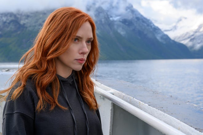 Scarlett Johansson as Natasha Romanoff in a scene from “Black Widow.”