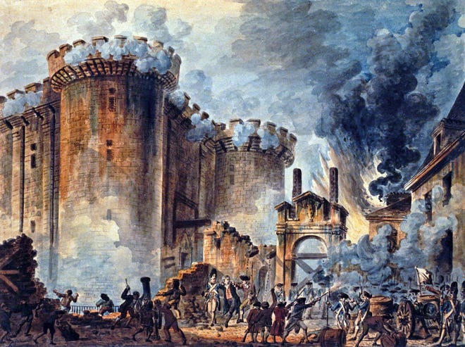 "The Storming of the Bastille" by Jean-Pierre Houël from Bibliothèque nationale de France (National Library of France)
File