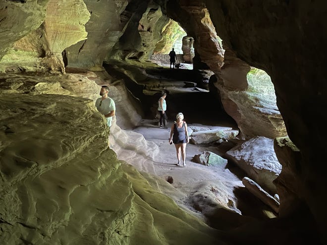 The trail through Rock House takes visitors through the only true cave in Hocking Hills State Park.