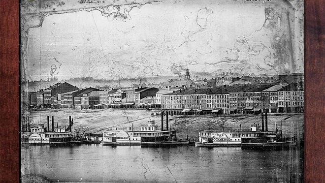 Steeling Cincinnati recreates the eight original 8.5-by-6.5 daguerreotype plates as eight 20-by-16 panels. The complete Cincinnati panorama will be more than 16 feet long.