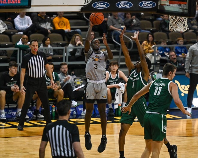 Northern Kentucky's Marques Warrick puts up a shot against Green Bay on Thursday, Jan. 26 at Truist Arena.