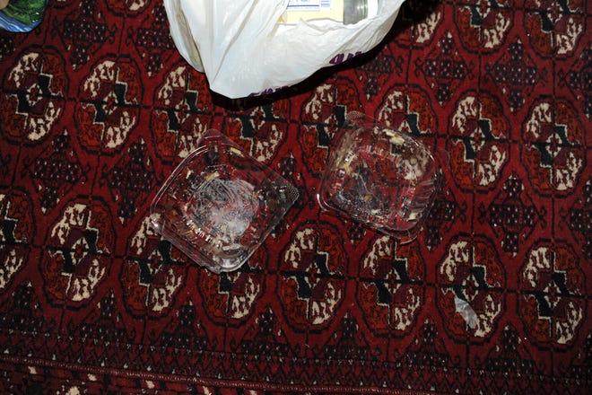 This undated photo of empty containers was used as an exhibit in the attempted murder trial of Viktoria Nasyrova.